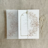 Image 10 of La belle antique rose floral lace printed Vellum wrap for 5x7 card PACK of 10