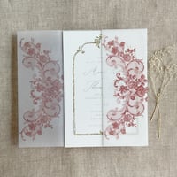 Image 14 of La belle antique rose floral lace printed Vellum wrap for 5x7 card PACK of 10