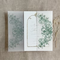 Image 18 of La belle antique rose floral lace printed Vellum wrap for 5x7 card PACK of 10