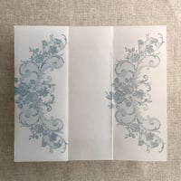 Image 4 of La belle antique rose floral lace printed Vellum wrap for 5x7 card PACK of 10