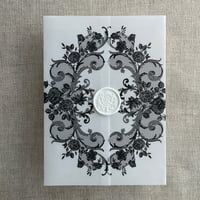 Image 1 of La belle antique rose floral lace printed Vellum wrap for 5x7 card PACK of 10