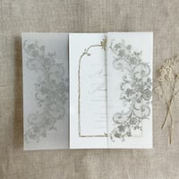 Image 16 of La belle antique rose floral lace printed Vellum wrap for 5x7 card PACK of 10