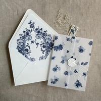 Image 5 of Elegant French rose lace vellum wrap and envelope insert for A7 euro flap envelope