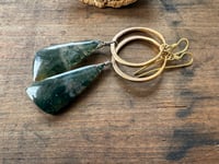 Image 7 of Moss Agate brass earrings . n14