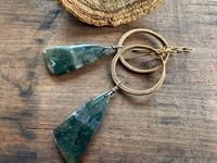Image 9 of Moss Agate brass earrings . n14