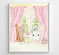 Image 2 of Shih Tzu with Harp for Music Lover Artwork PRINT /NOTECARD SET Nursery Decor Girl Room