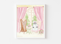 Image 1 of Shih Tzu with Harp for Music Lover Artwork PRINT /NOTECARD SET Nursery Decor Girl Room