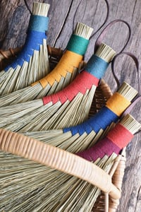 Image 3 of Broomcorn Hand Broom With Hemp Cord And Leather Hanger 30cm