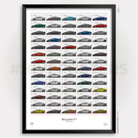Image 1 of McLaren F1 Roadcar Poster - Every McLaren F1 Chassis!