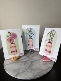 Image 3 of Funny Drink and Flowers combo Art Prints; Yakult, Orchids, Lillies, and Bamboo