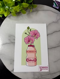 Image 4 of Funny Drink and Flowers combo Art Prints; Yakult, Orchids, Lillies, and Bamboo
