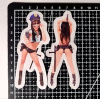 Image 2 of 2X Officer Abella Anderson You're Under Arrest Flaunts Booty Glossy Finish LAMINATED Vinyl Stickers