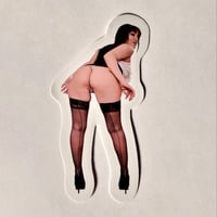 Image 1 of Gabriella Paltrova In Stockings Peelin Her Thong Off Dat Booty Glossy Finish LAMINATED Vinyl Sticker