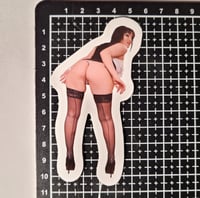 Image 2 of Gabriella Paltrova In Stockings Peelin Her Thong Off Dat Booty Glossy Finish LAMINATED Vinyl Sticker