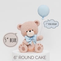 Image 3 of Cream Bear Holding Balloons Cake Topper - Lightweight Clay