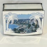 Image 2 of Boîte à bijoux en verre miroir Souvenir de Nice 1920s Promenade des anglais