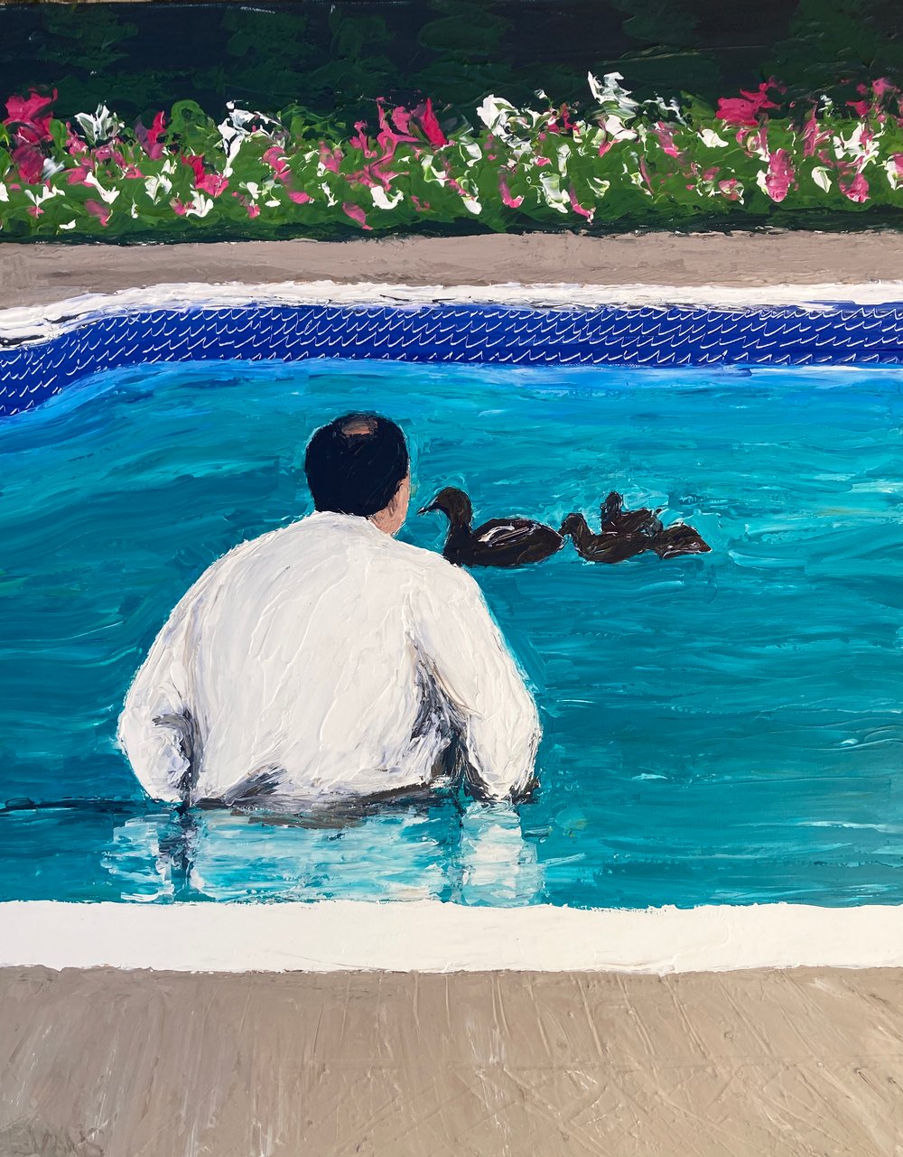 Image of Tony and the ducks 24” x 28” (original on canvas)