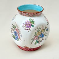 Image 2 of Vase boule ancien en faïence de Longwy motif floral