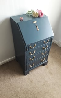 Image 2 of Writing Bureau finished in Haigue Blue.