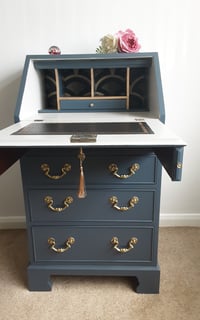 Image 1 of Writing Bureau finished in Haigue Blue.