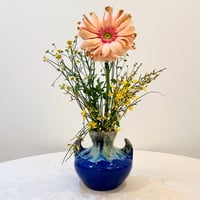 Image 2 of Vase en grès flammé bleu et ocre  – attribué à Alpho Vallauris  XXe siècle
