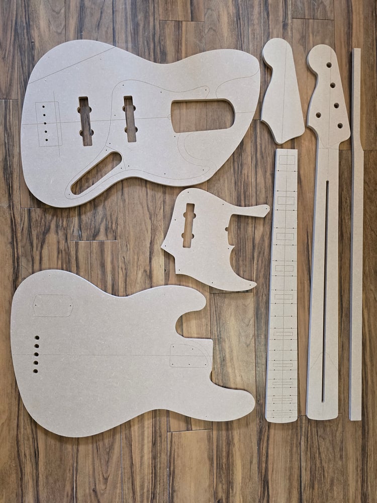 Image of 5 String Jazz bass Routing Template Set 9mm MR MDF Right or Left handed