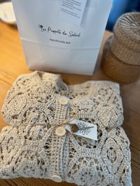 Image 4 of Knit Crochet Cardigan - Geometric Hollow Weave