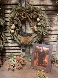 Image 1 of #4... Olde Crow Wreath and  Fall Santa 5x7 framed print~
