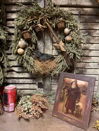 Image 4 of #4... Olde Crow Wreath and  Fall Santa 5x7 framed print~