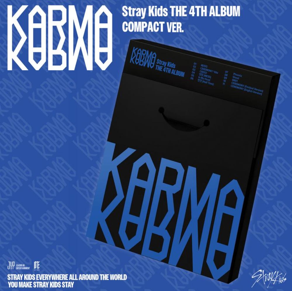Image of [PRE-ORDER] Stray Kids ‘KARMA’ (Compact Ver.) + JYP FANS Shop POBs