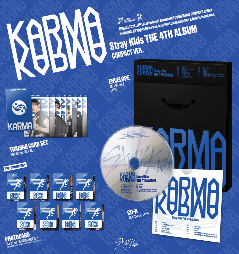 Image of [PRE-ORDER] Stray Kids ‘KARMA’ (Compact Ver.) + JYP FANS Shop POBs