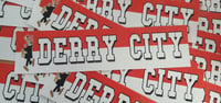 Pack of 25 16x4cm Derry City Football/Ultras Stickers.