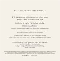 Image 5 of Gold foil trimmed white translucent Vellum paper for 5x7 cards PACK of 10