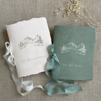 Image 1 of Mountain forest handmade covered wedding vow book