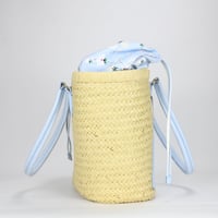 Image 4 of On 34th Isabellaa Straw Medium Drawstring Tote - Straw/Blue Flower