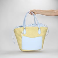 Image 1 of On 34th Isabellaa Straw Medium Drawstring Tote - Straw/Blue Flower