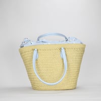Image 3 of On 34th Isabellaa Straw Medium Drawstring Tote - Straw/Blue Flower