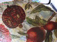 Image 5 of Small paper mache bowl with pomegranate decoupage on four legs