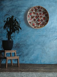 Image 2 of Large Paper Mache Wall Plate with Pomegranates and Seashells decoupage – Handmade Wall Decor