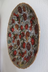 Image 5 of Large Paper Mache Wall Plate with Pomegranates and Seashells decoupage – Handmade Wall Decor