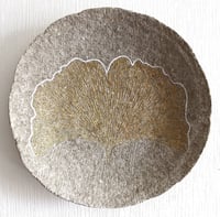 Image 1 of Golden Ginkgo Biloba Leaf Paper Mache Wall Plate | 50cm Handmade Decor