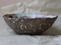 Image 3 of Paper Mache Bowl with Fish, Jellyfish and Seashells Decoupage - Coastal Style Decor