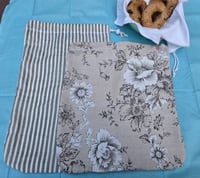 Image 1 of Linen Bread Bag Set - Grey Stripe & Farmhouse Floral 