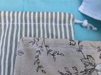 Image 2 of Linen Bread Bag Set - Grey Stripe & Farmhouse Floral 