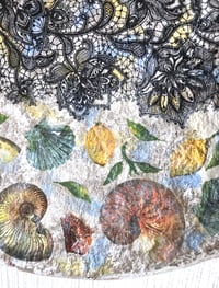 Image 7 of Paper Mache Wall Plate with Crown Imperial & Shells | Colorful Decoupage Art