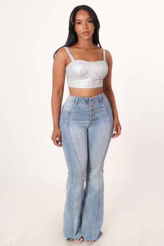 Image of High Rise Bell Bottom Jeans 