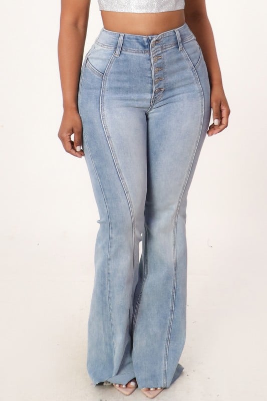 Image of High Rise Bell Bottom Jeans 