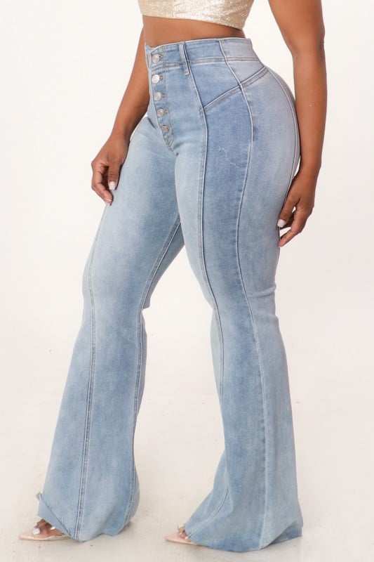 Image of High Rise Bell Bottom Jeans 