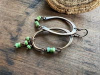Image 4 of Verde ll * Asymmetrical Chrysoprase brass earrings. n27