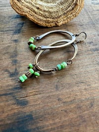 Image 2 of Verde ll * Asymmetrical Chrysoprase brass earrings. n27